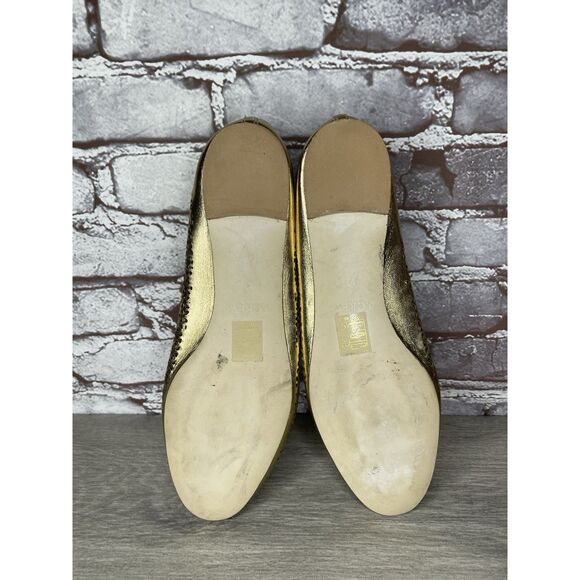J.Crew Nora Metallic Gold Leather Perforated Ballet Flats Women’s Sz 10M US/41EU - Picture 9 of 16